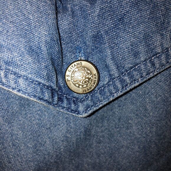 Vintage PS Gitano Womens Medium Blue Long Sleeve Button Up Chambray Shirt Sz M - Picture 5 of 9